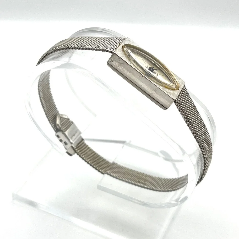 Vintage MF‎ Cortina 17 Jewel Manual Wind Watch 10K RGP Bezel GF Mesh Band Silver